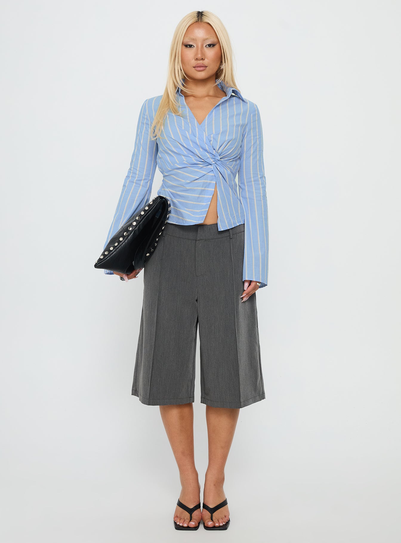 Ameliah Long Sleeve Twist Shirt Blue Stripe - Image 7