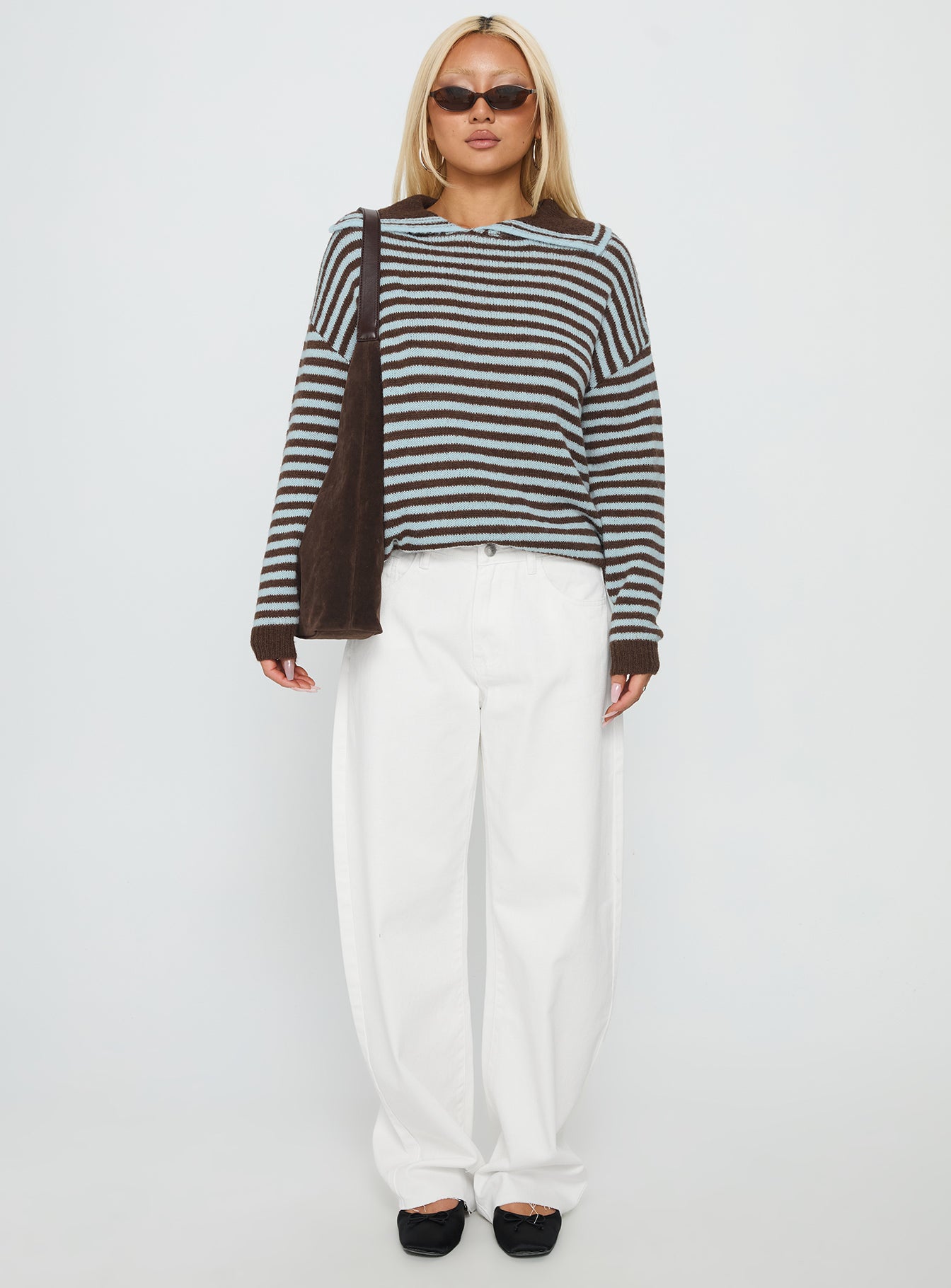 Kaio Mid Rise Barrel Leg Denim Jeans White - Image 7