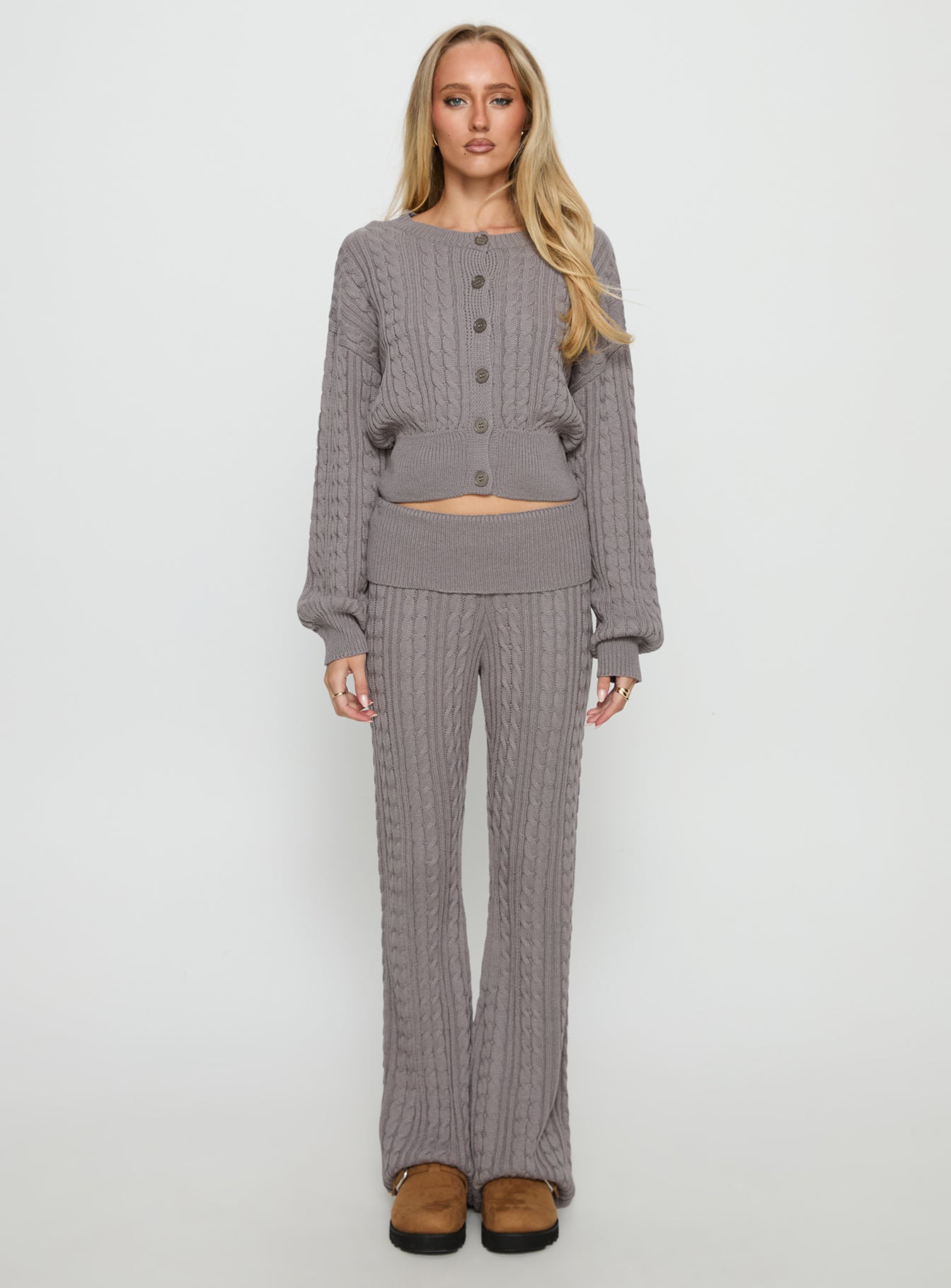 Baleigh Cable Knit Cardigan Grey - Image 7