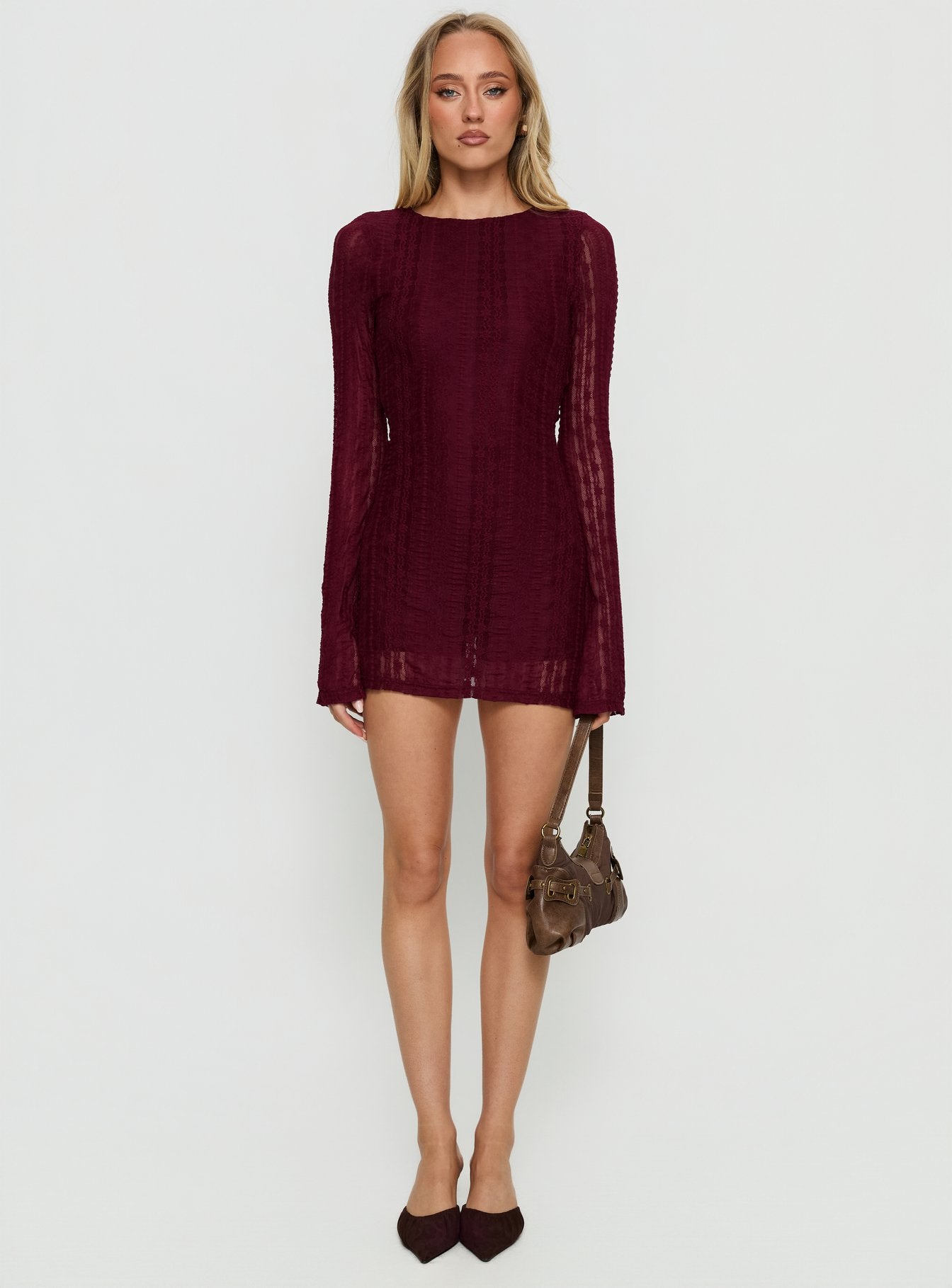 Delandra Long Sleeve Textured Playsuit Red - Image 6