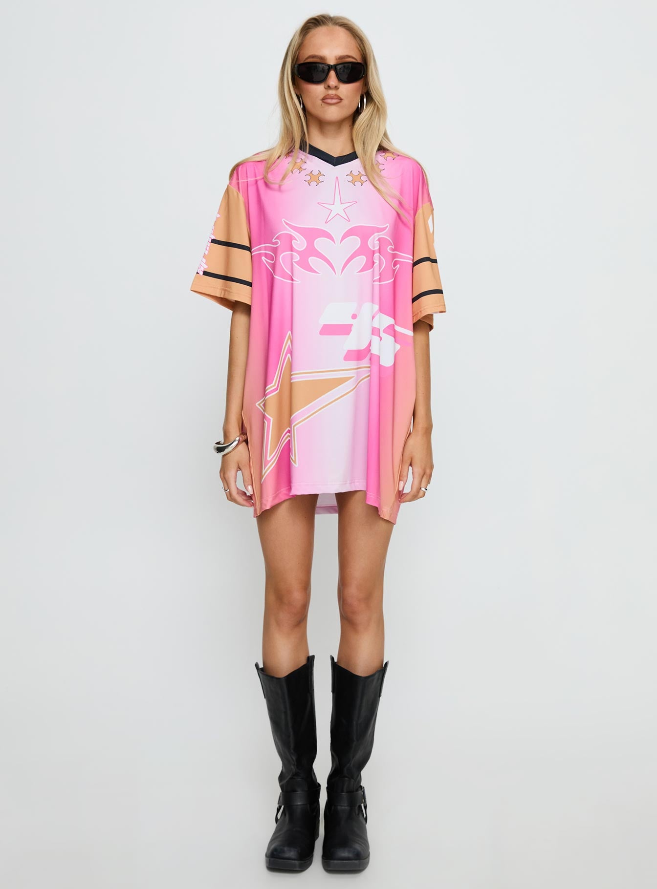 Moto Angel Graphic Top Pink Orange - Image 6