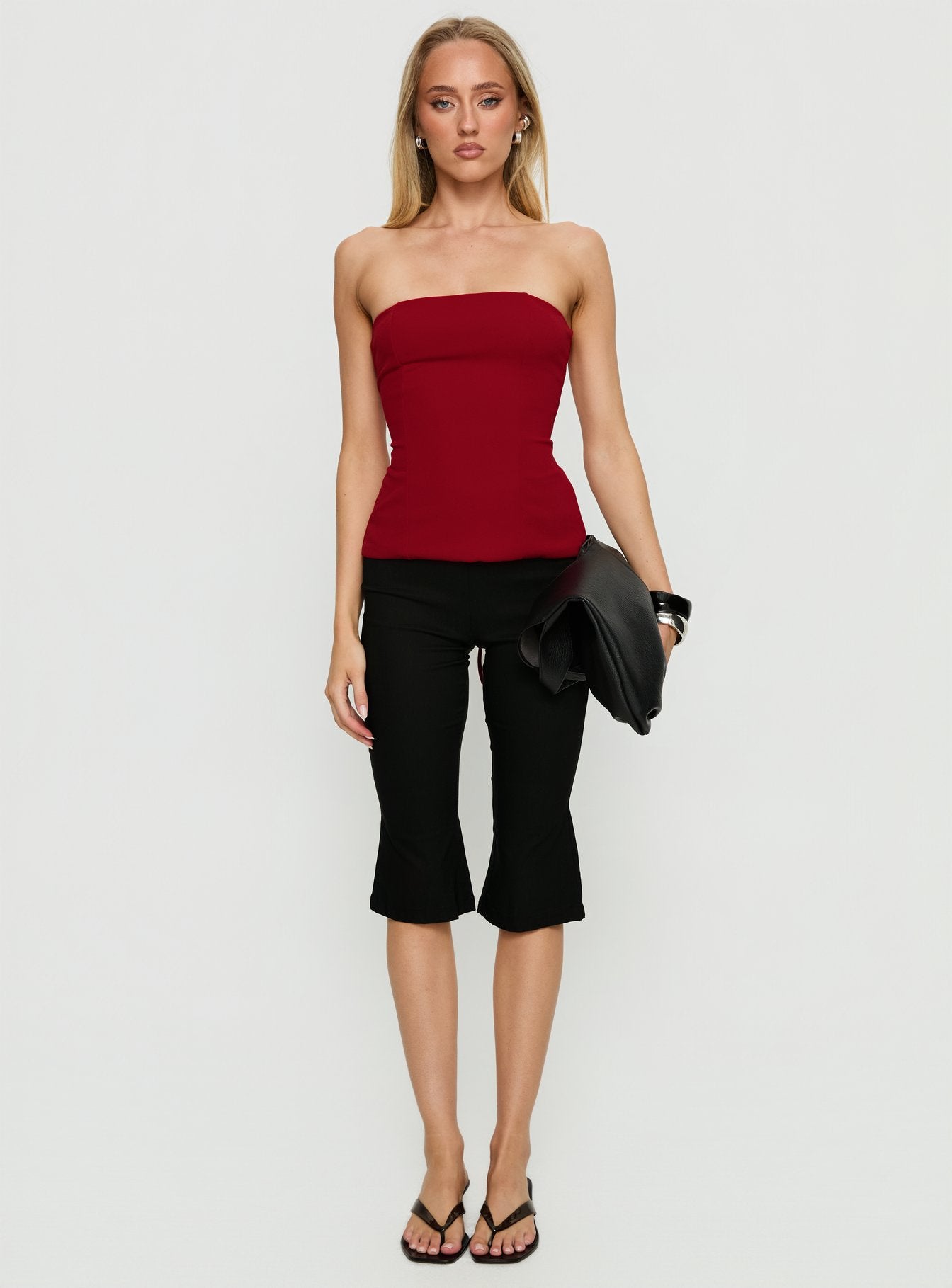 Loreto Strapless Tie Back Top Red - Image 7