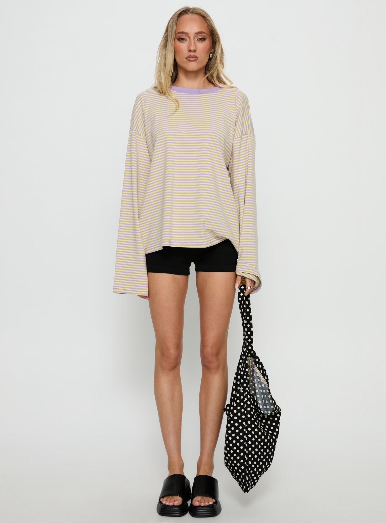 Settle Down Long Sleeve Top Lilac Lemon Stripe - Image 6