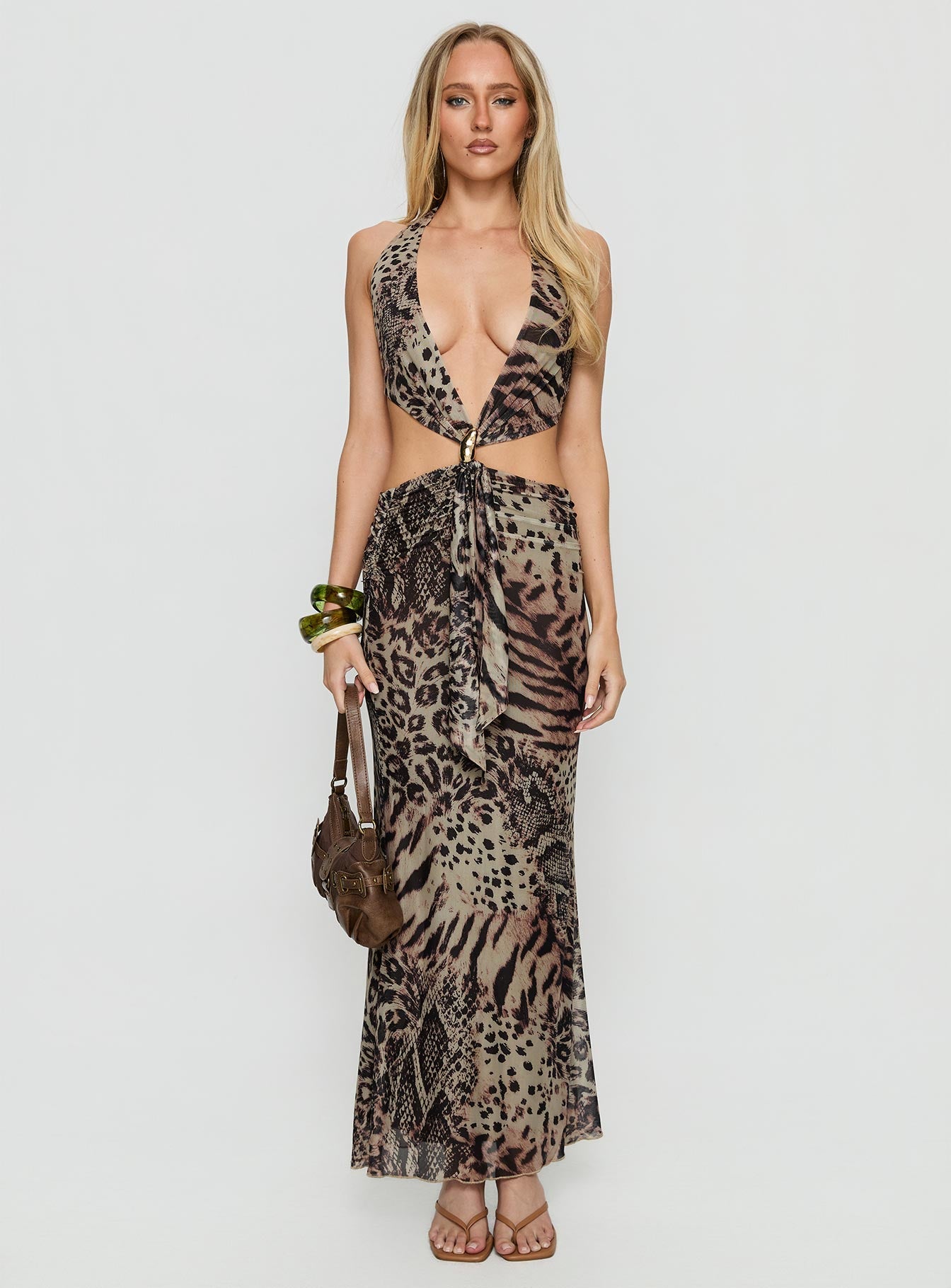 Karlita Halter Cut Out Maxi Dress Leopard - Image 7