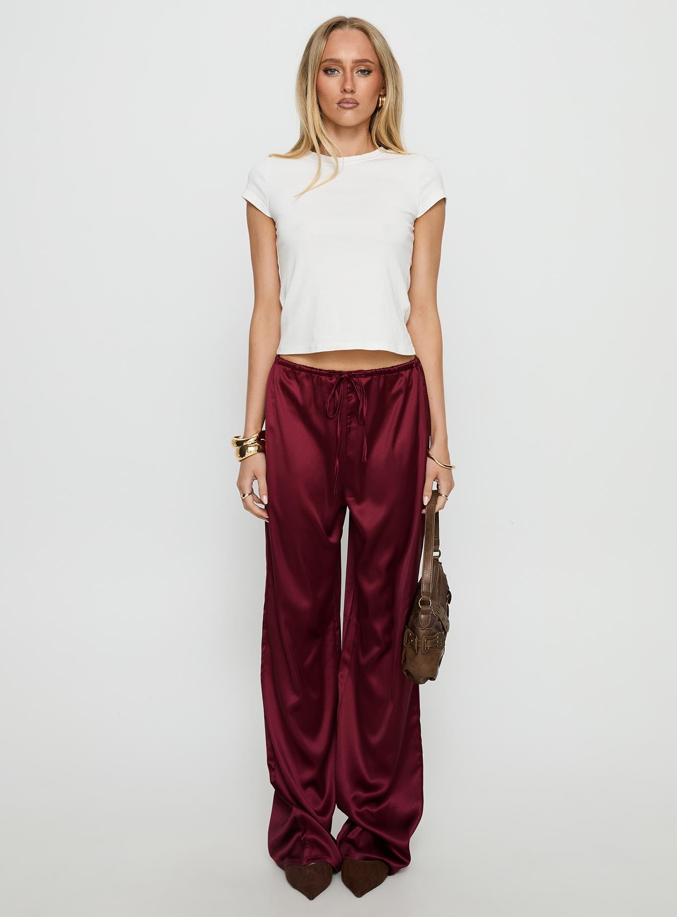 Soulstar Satin Pants Wine - Image 6