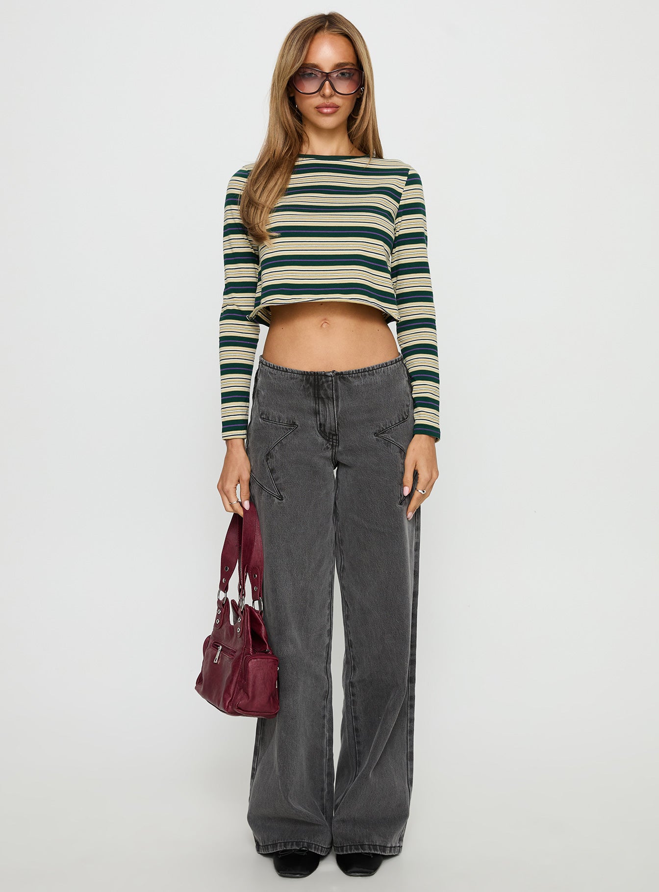Bentlea Long Sleeve Top Green Yellow Stripe - Image 6