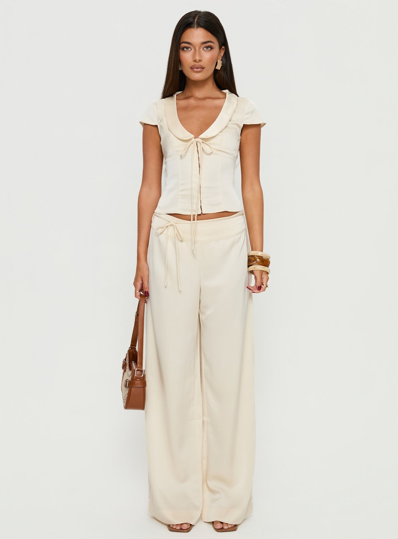 Aubrette Satin Tie Pants Cream - Image 7