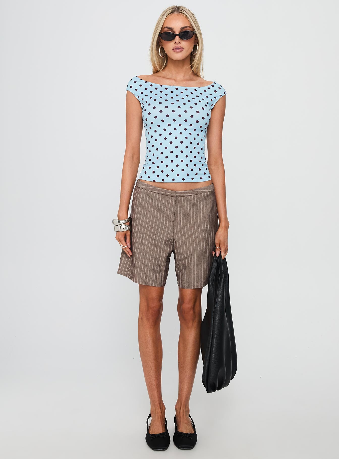 Cheirosa Off Shoulder Top Blue Brown - Image 7
