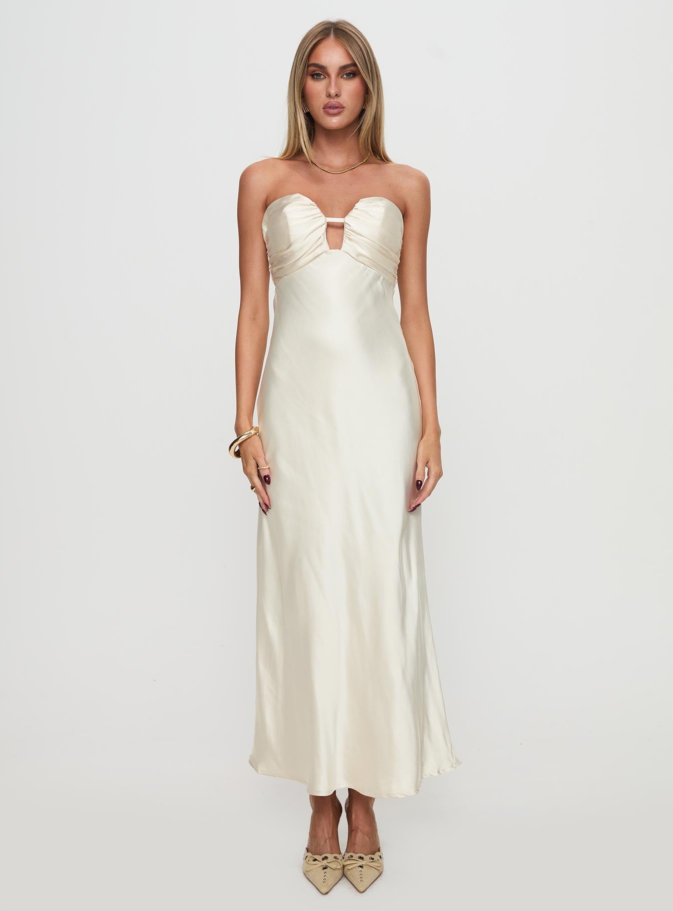 Cyprian Strapless Maxi Dress Champagne - Image 7