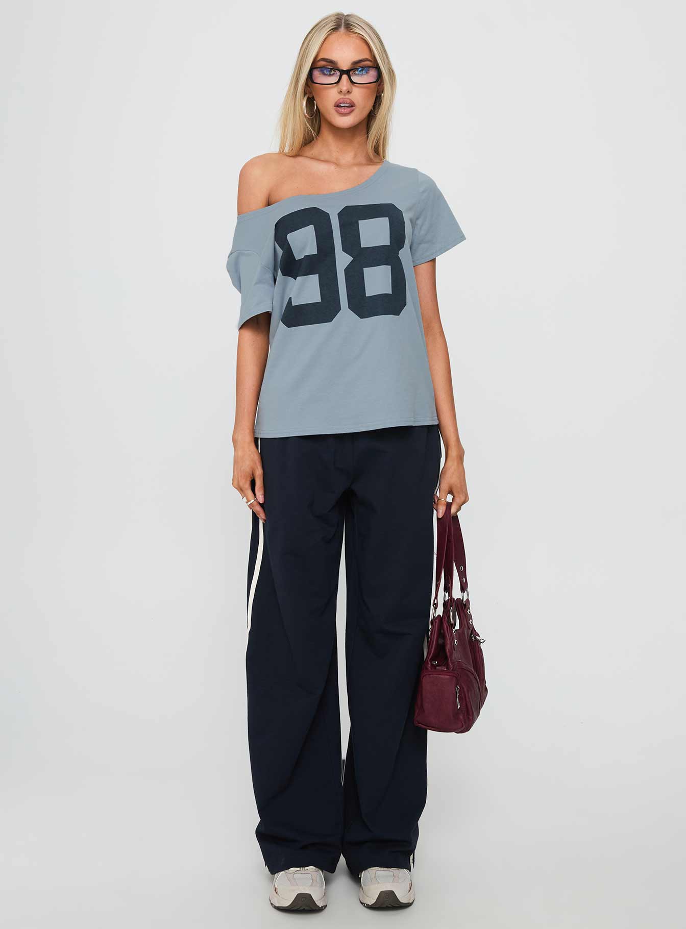 Stayback Wide Neck Graphic Top Blue - Image 7