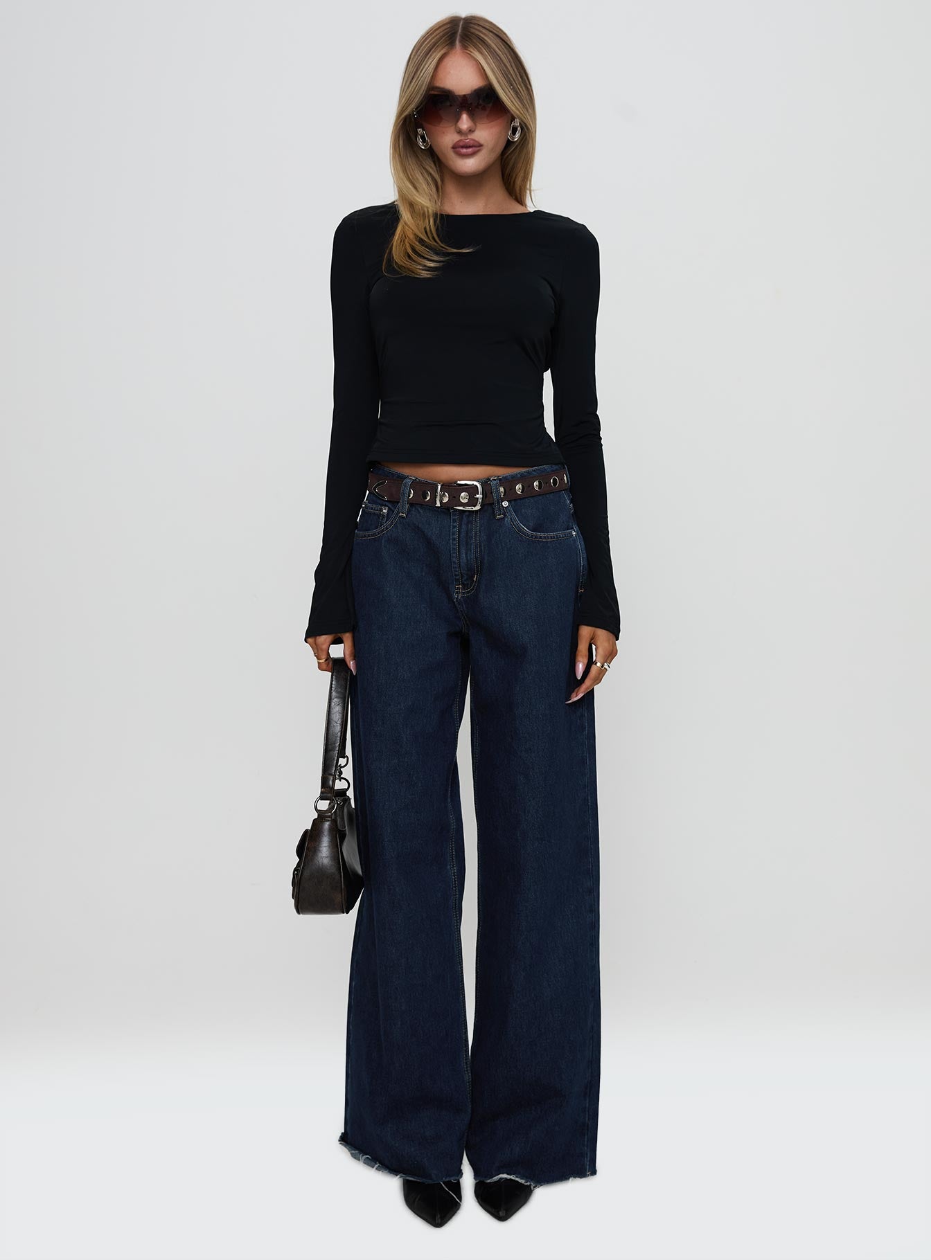 Harpur Long Sleeve Backless Top Black - Image 7