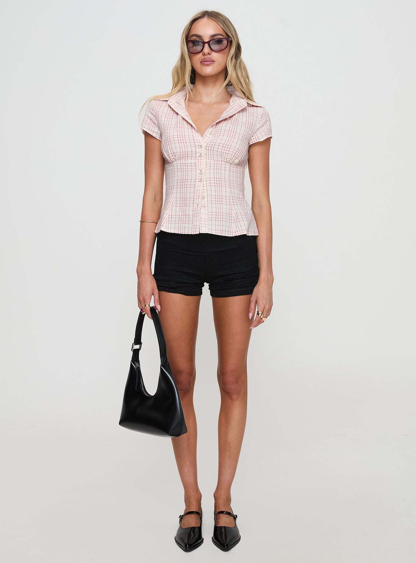 Cottesloe Blouse Top Pink Check - Image 8