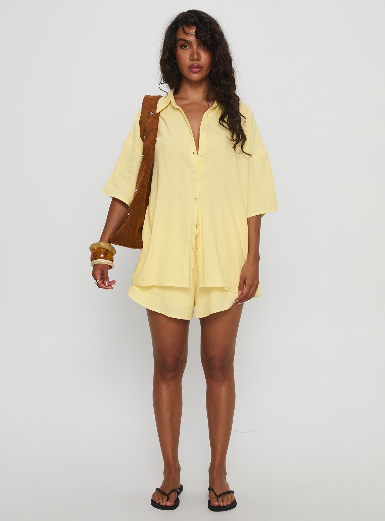 Peni Linen Button Down Top Yellow - Image 7