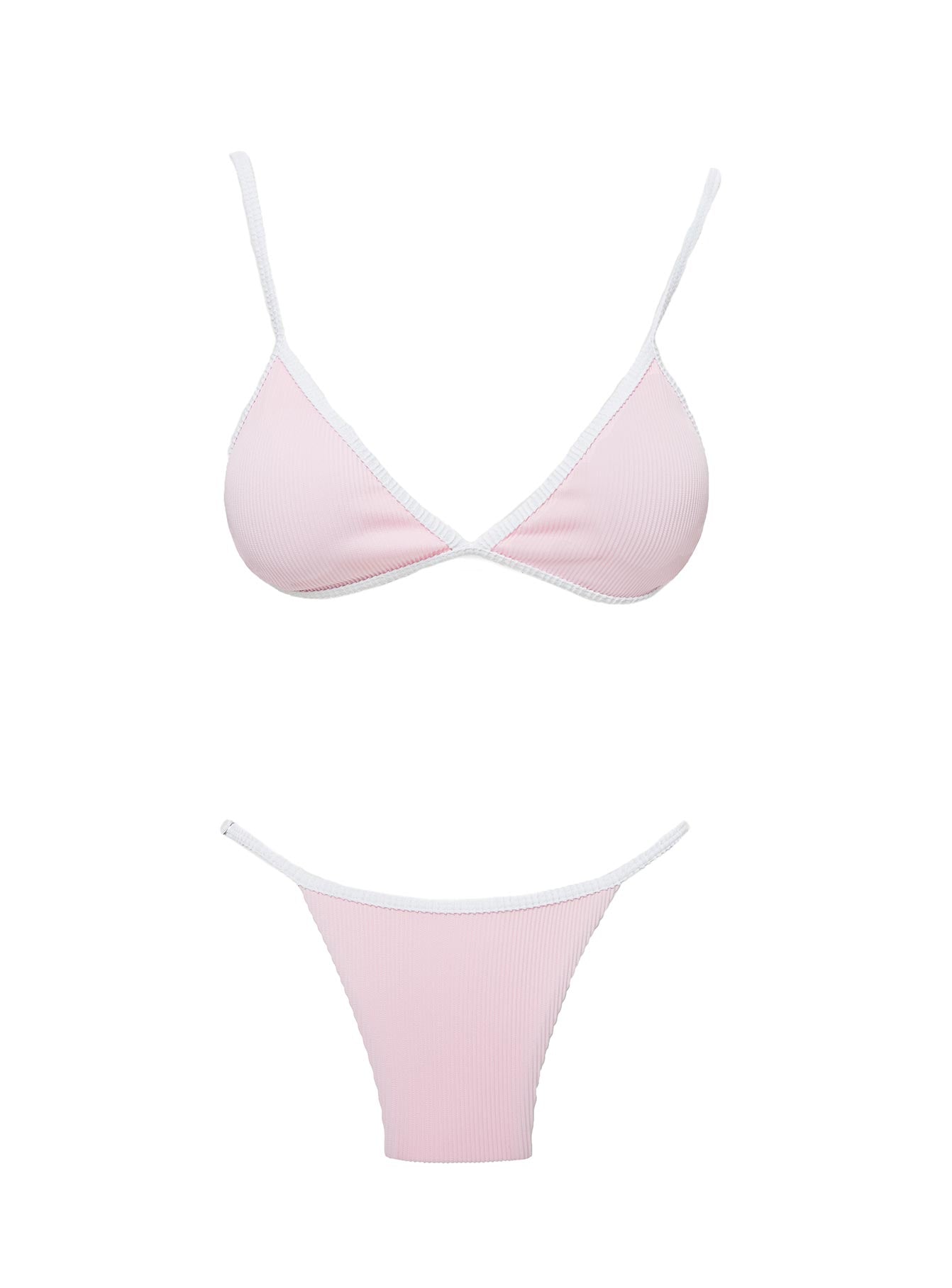 Olivia Adjustable Cheeky Bikini Bottom Pink White - Image 5