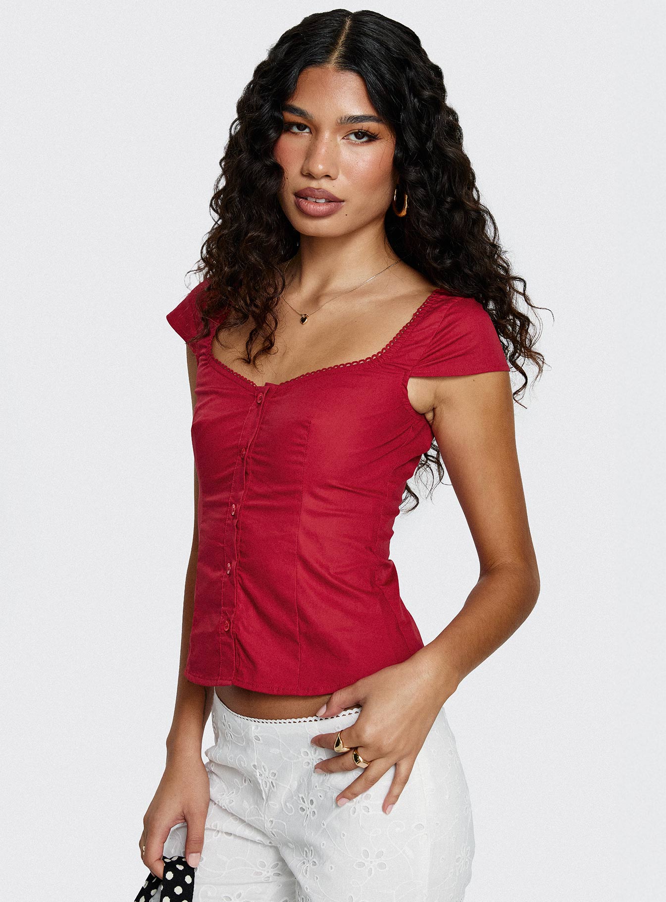 Transcendence Button Up Top Red - Image 8