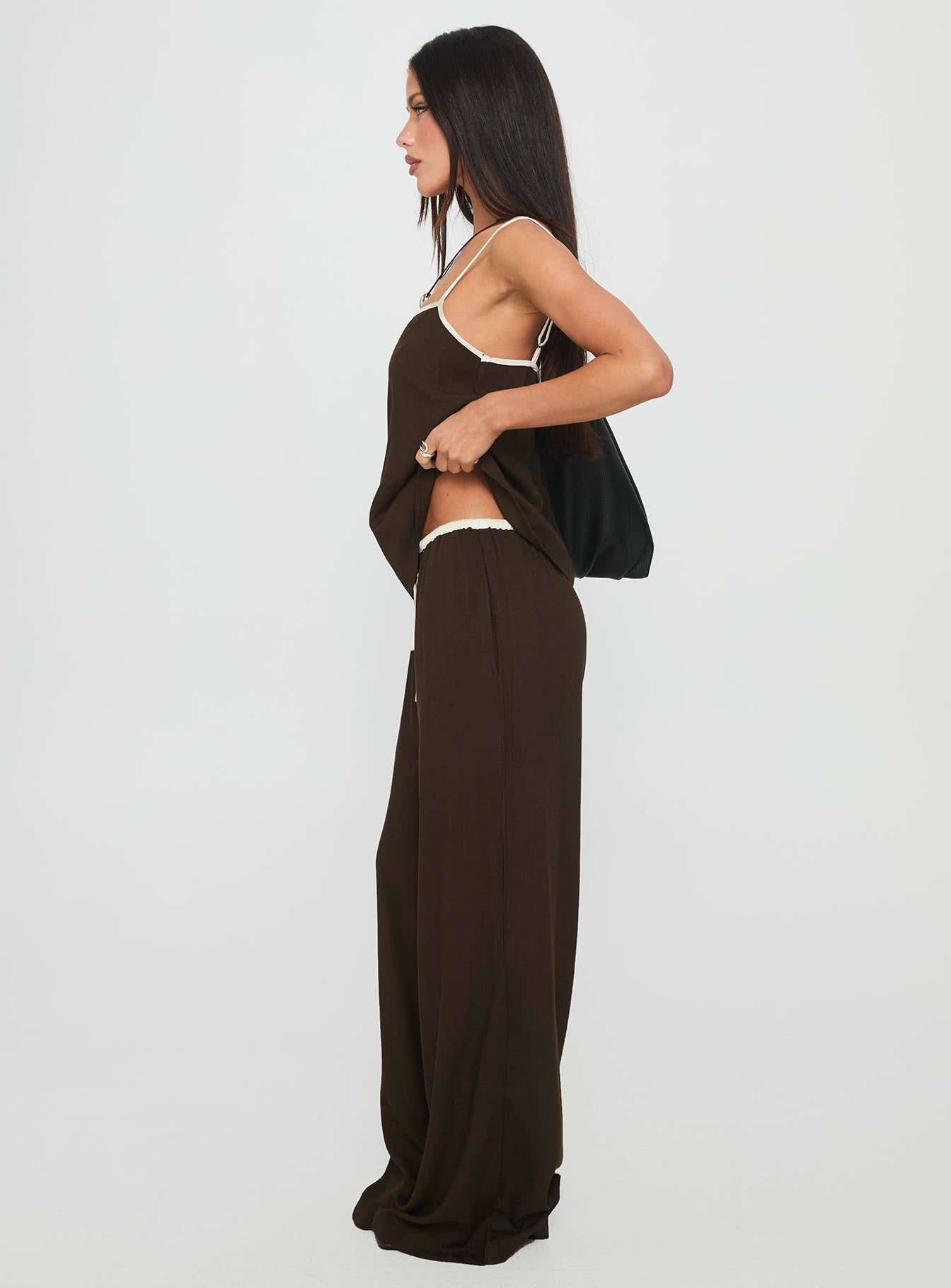Nolei Contrast Pant Set Chocolate White - Image 7