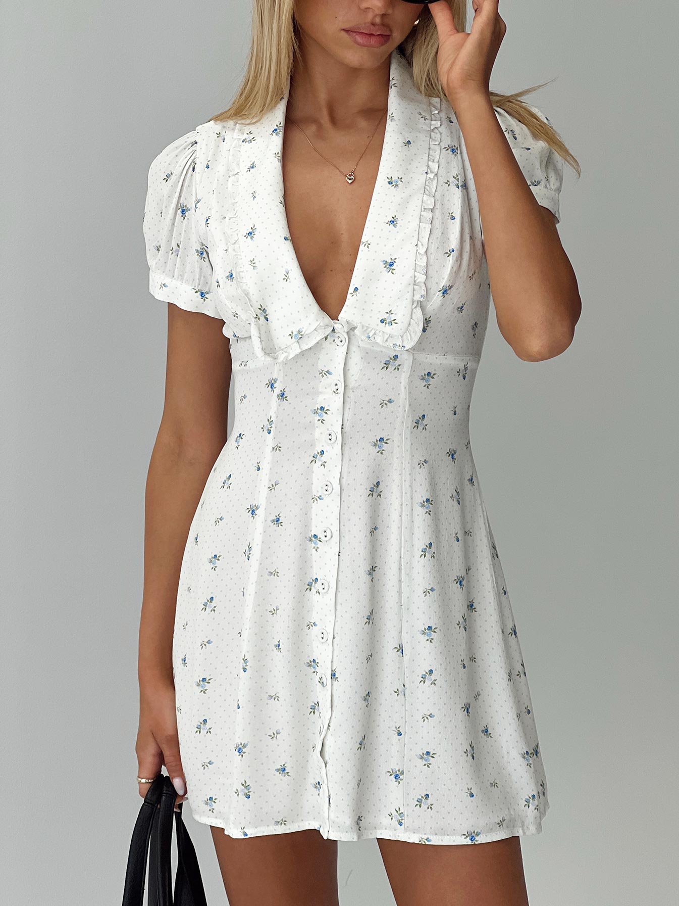 Fabiola Collared Mini Dress Floral - Image 8