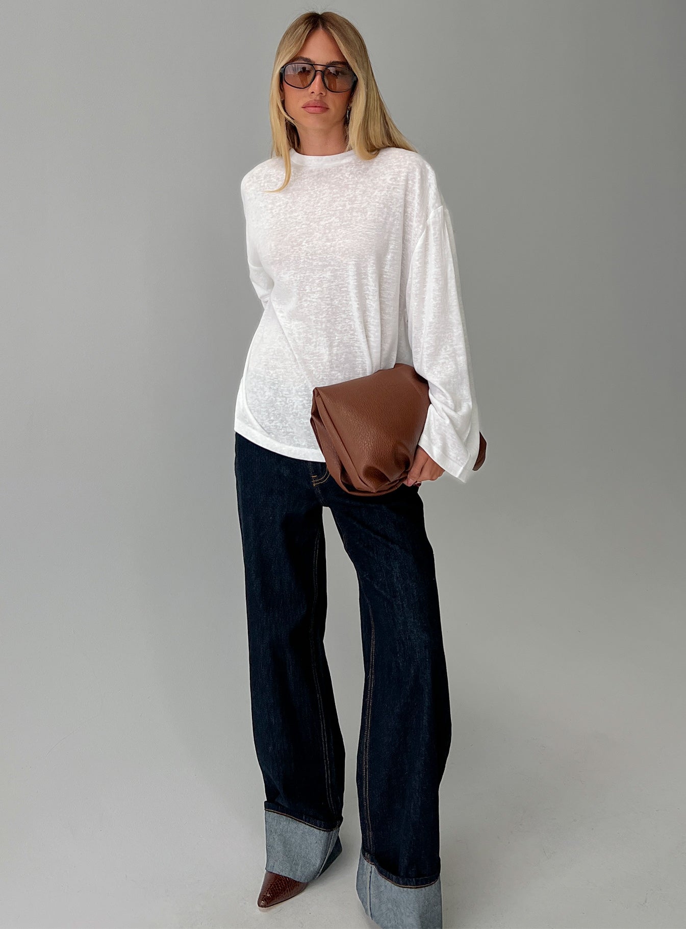 Zaydee Oversized Long Sleeve Top White - Image 8
