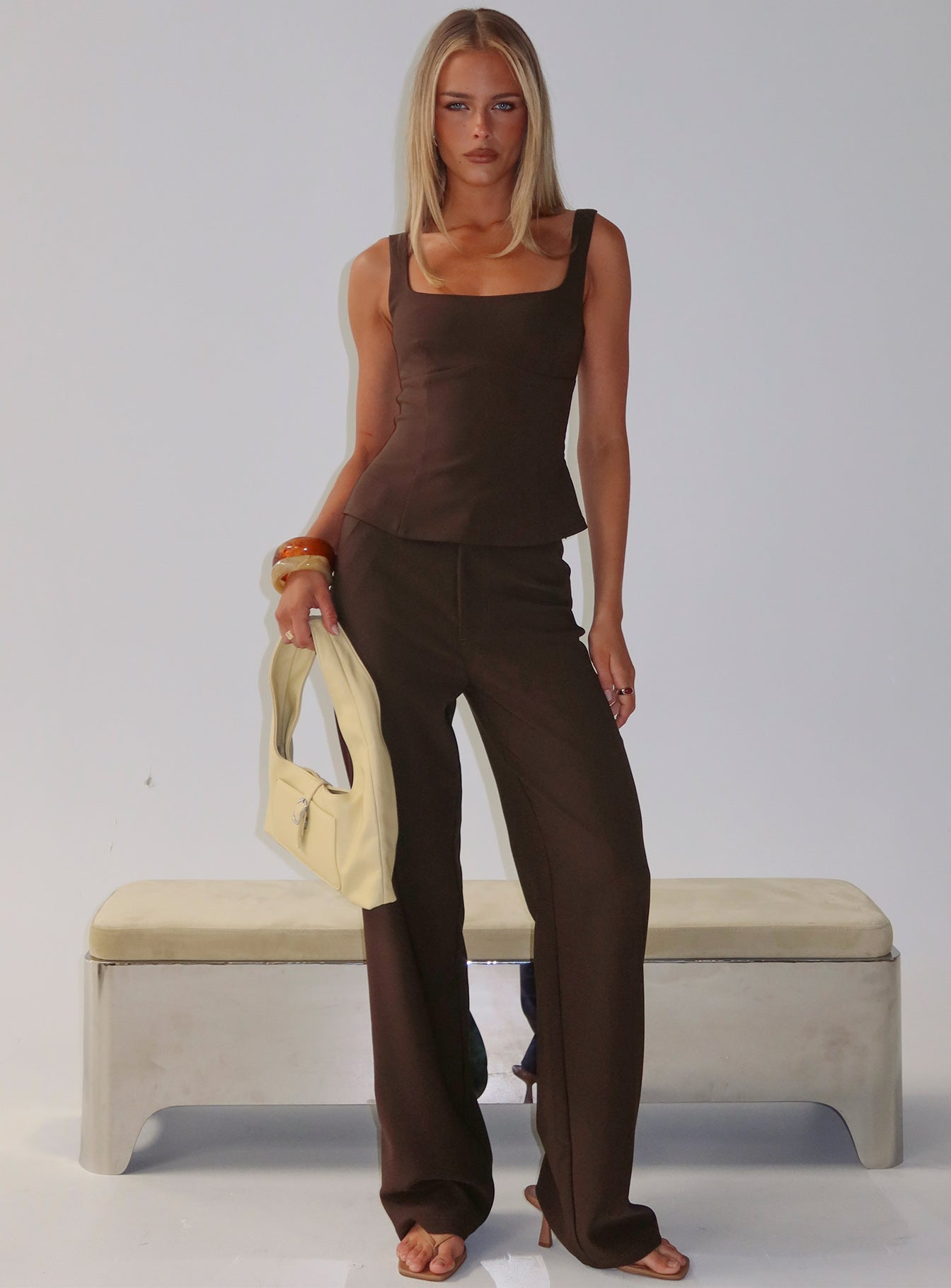 Kinsie Tailored Pants Brown - Image 8