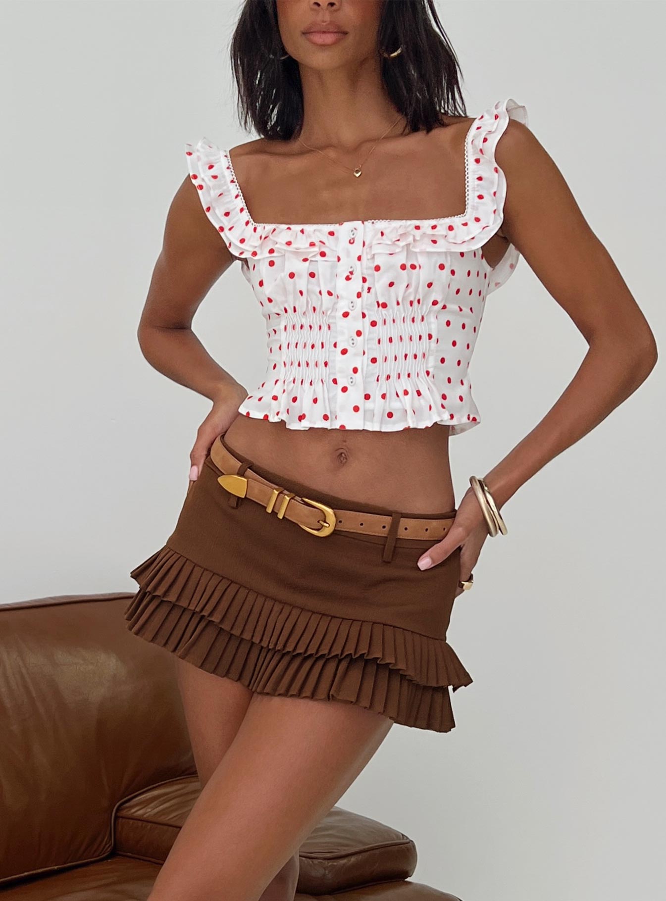 Isadoria Frill Top White Red Polka - Image 8