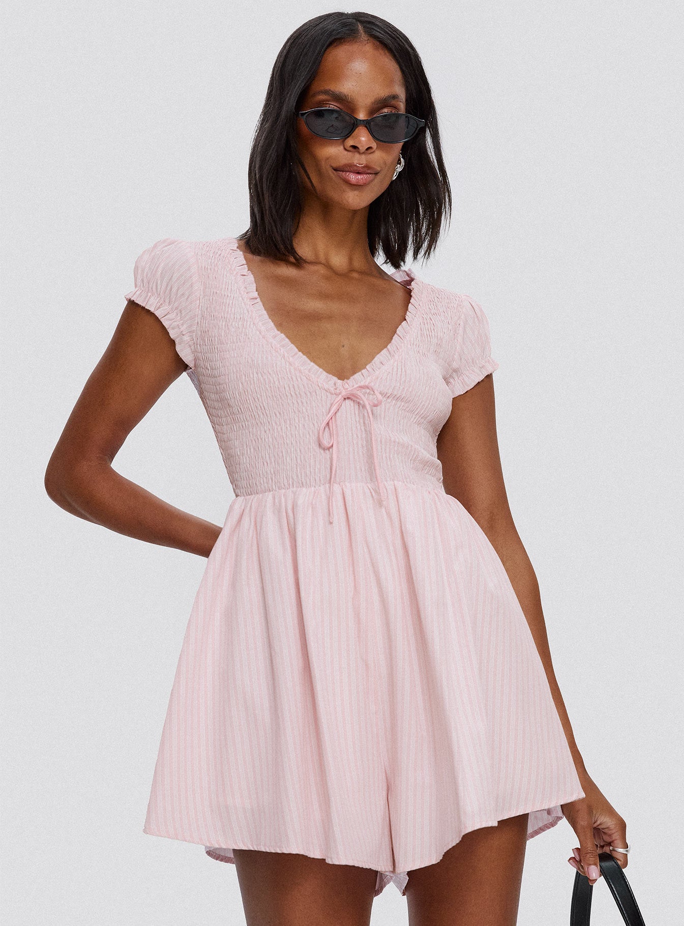 Wescott Stripe Playsuit Pink White - Image 8