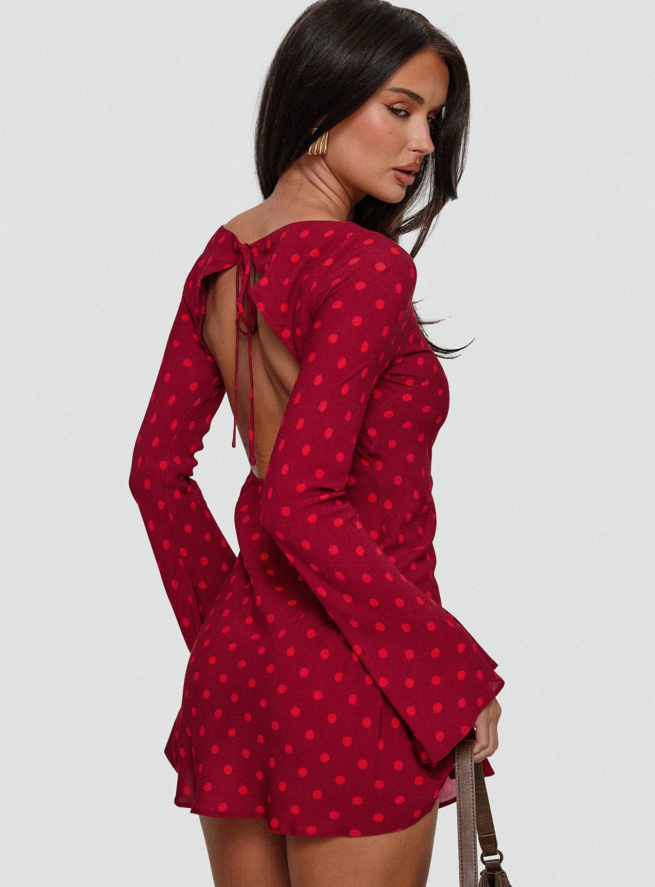 Good Graces Long Sleeve Mini Dress Red Dot - Image 8