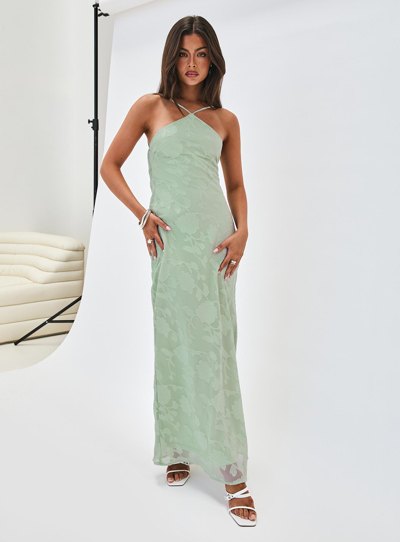 Zoelle Halter Maxi Dress Sage - Image 8