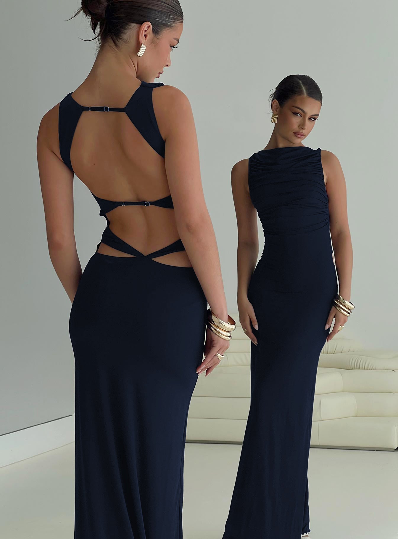 Undeniable Cut Out Maxi Dress Navy - Image 8