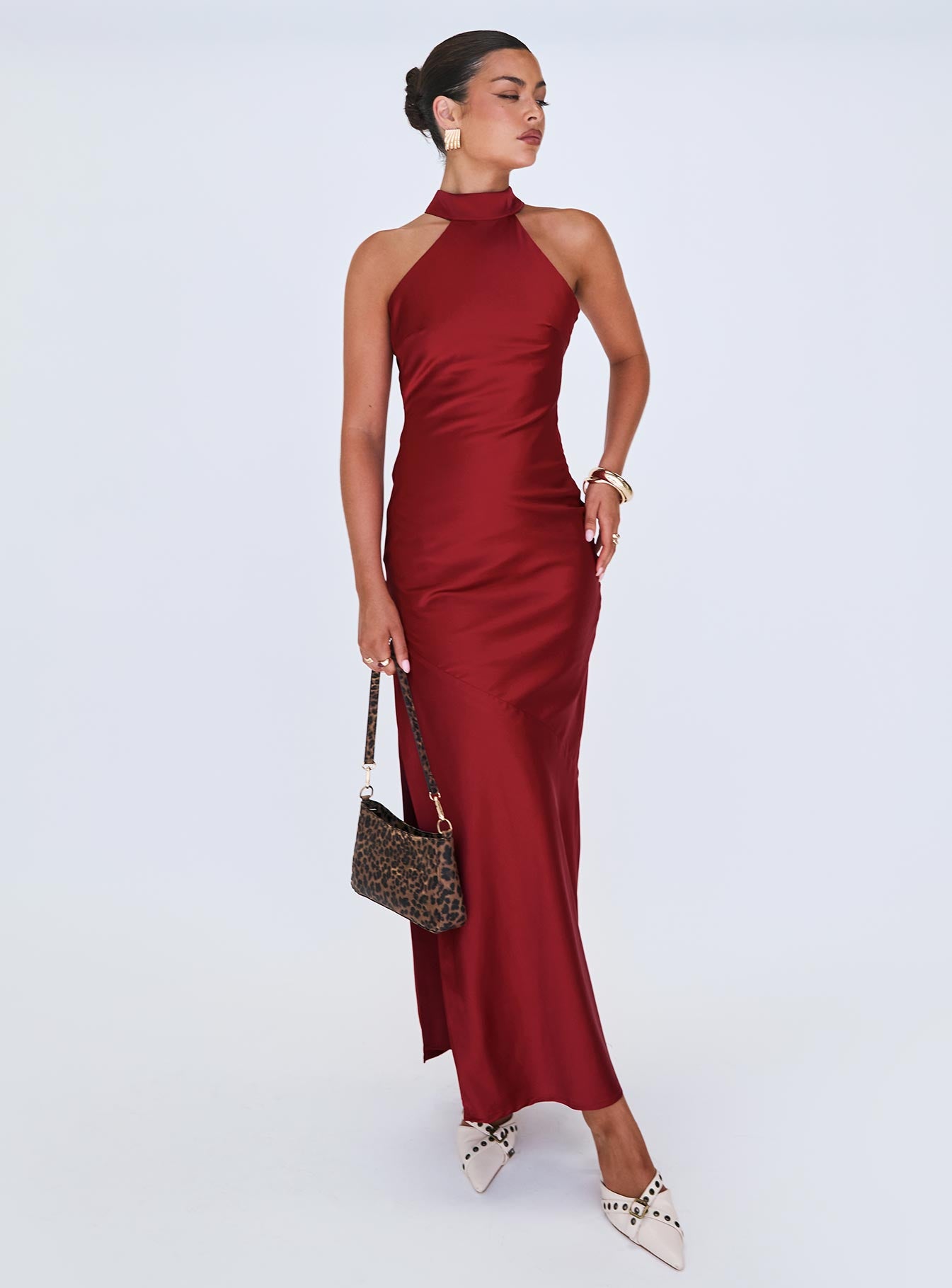 Mordecai Halter Maxi Dress Burgundy - Image 8