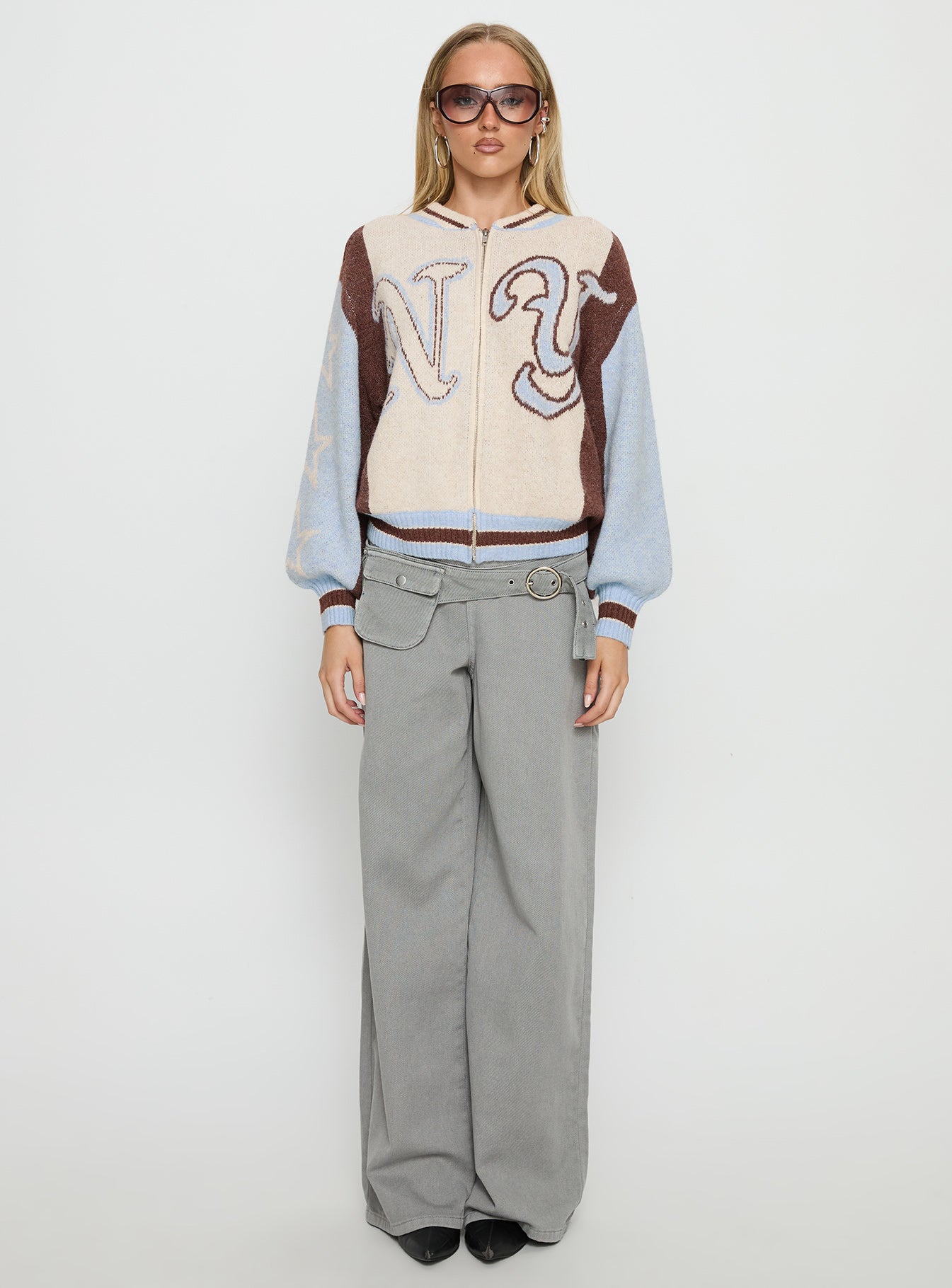 Brandyce Graphic Knit Jacket Blue Chocolate - Image 8