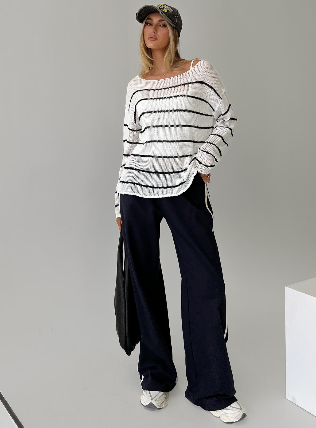 Alperton Knit Sweater Cream Stripe - Image 8