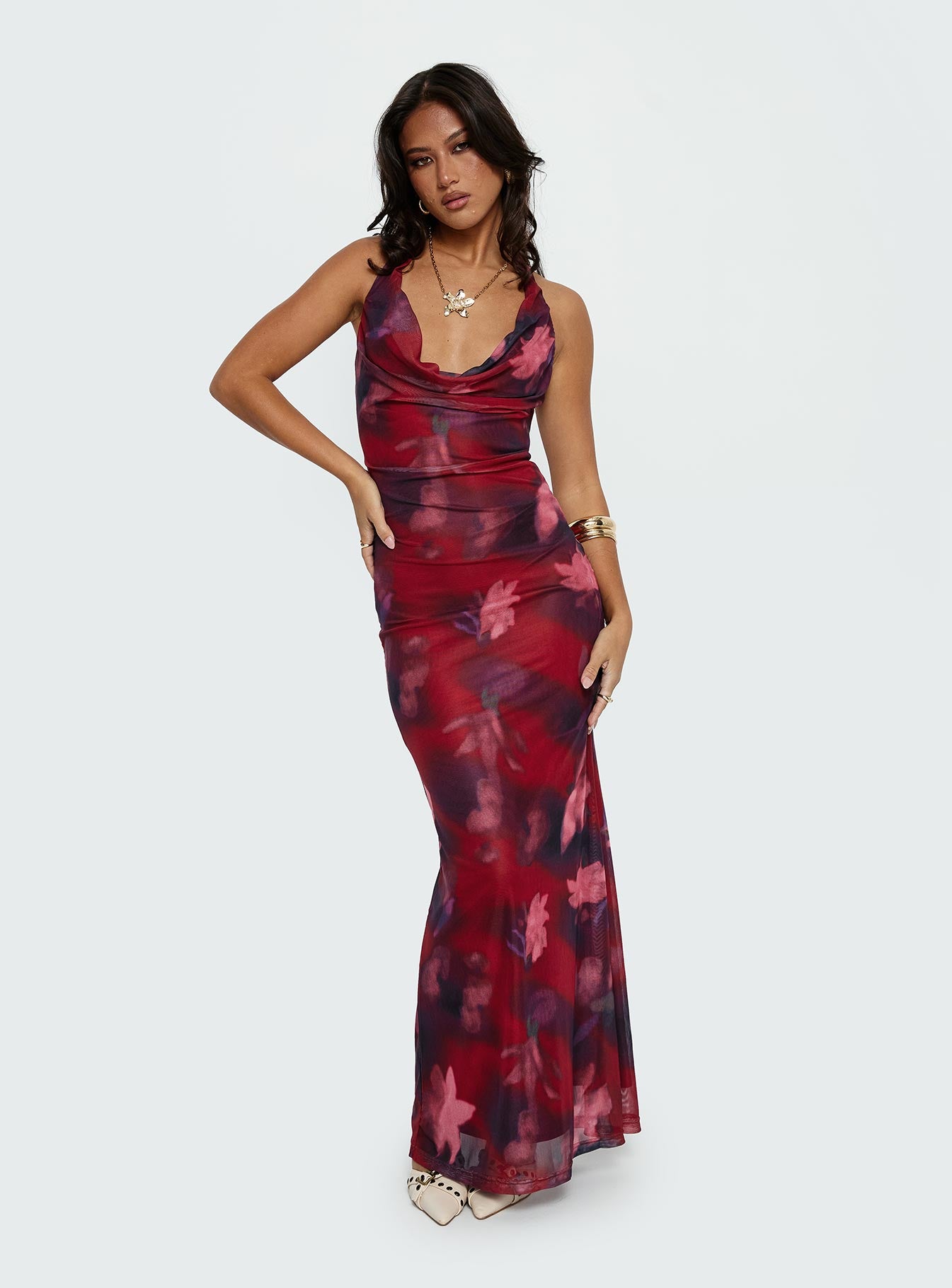 Vixyn Halter Maxi Dress Red Multi - Image 8