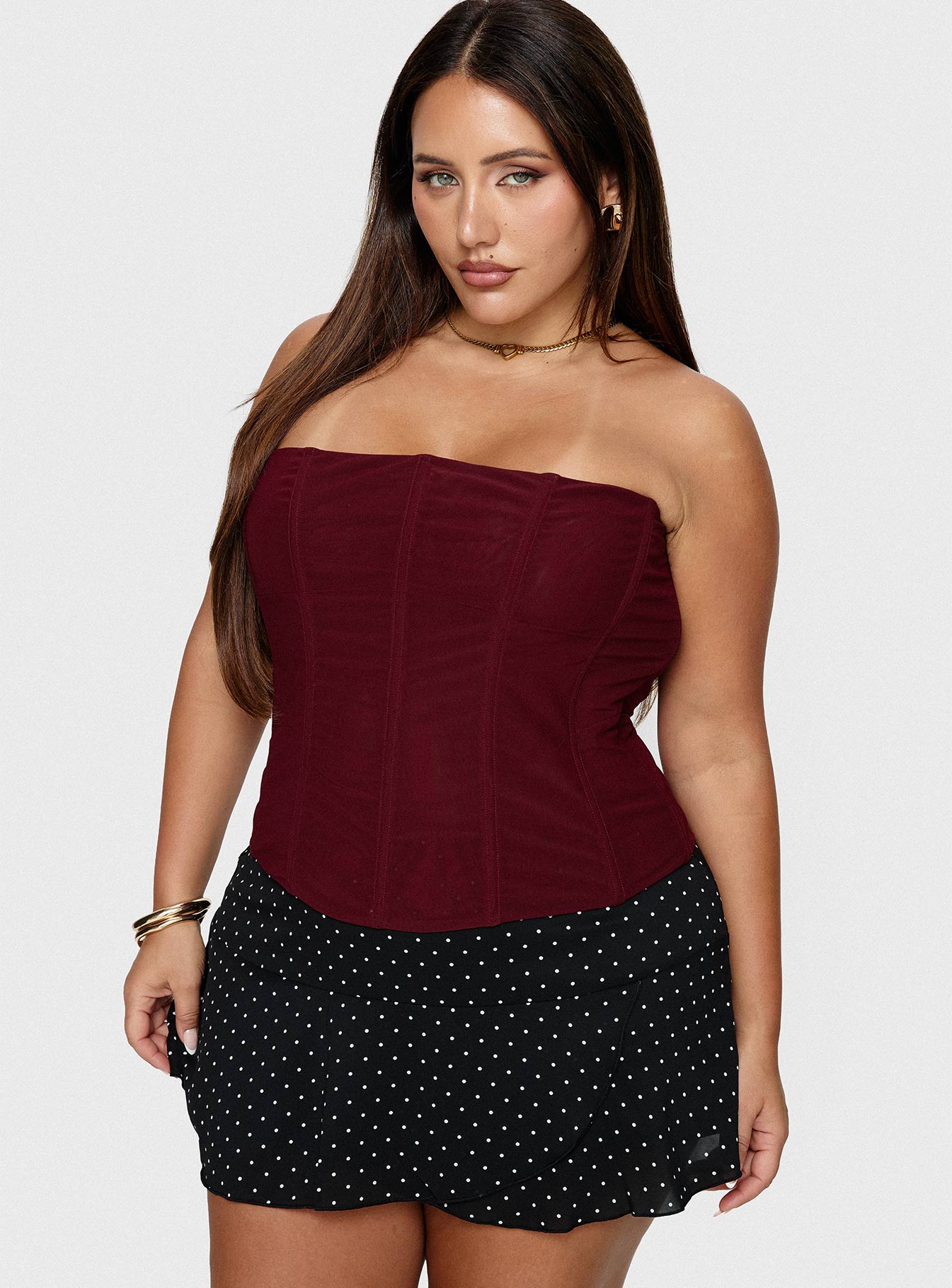 Sonsie Mini Skirt Black White Polka Curve - Image 8