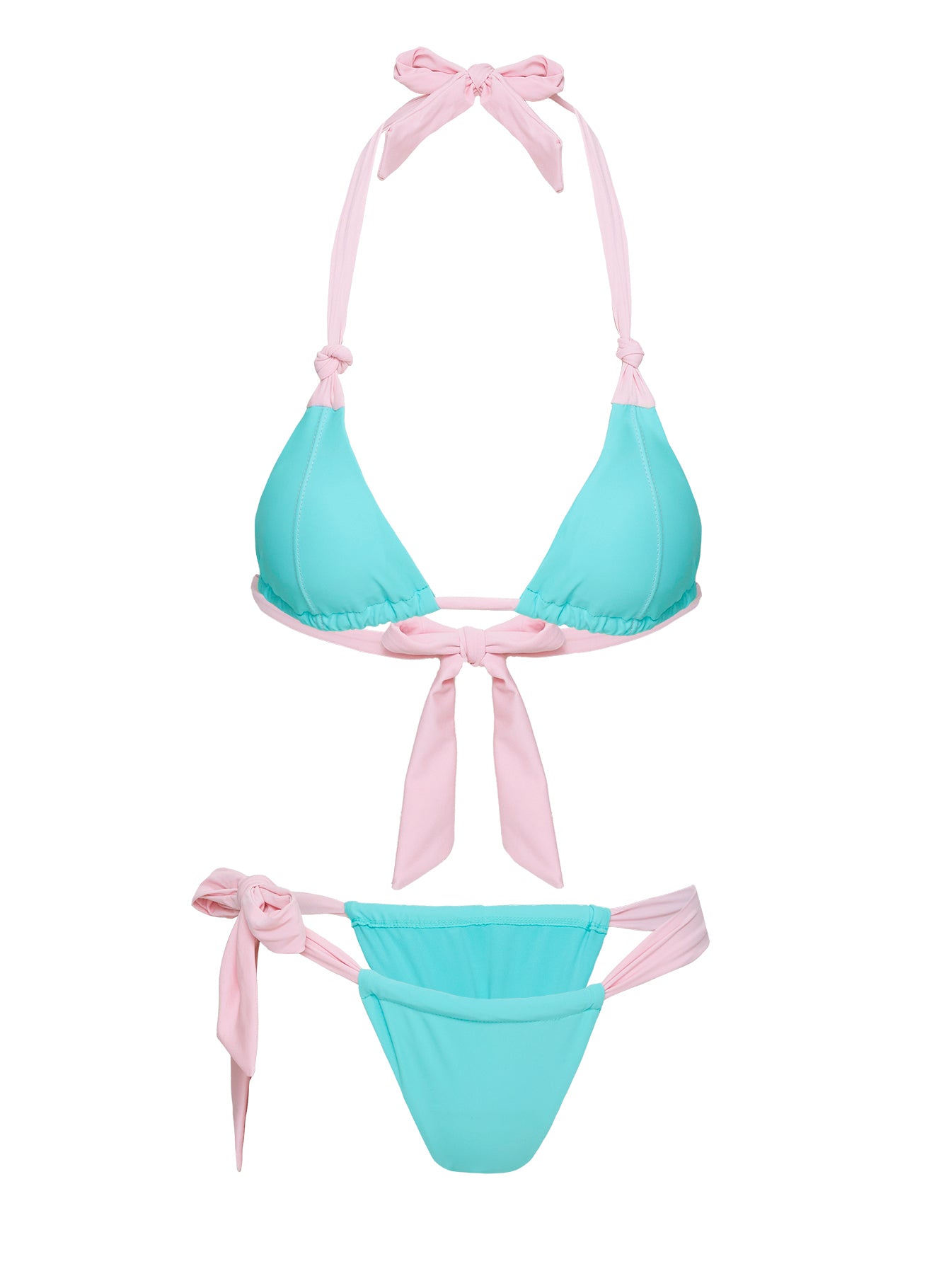 Avalee Ruched Tie One Side Bikini Bottoms Turquoise Pink - Image 5