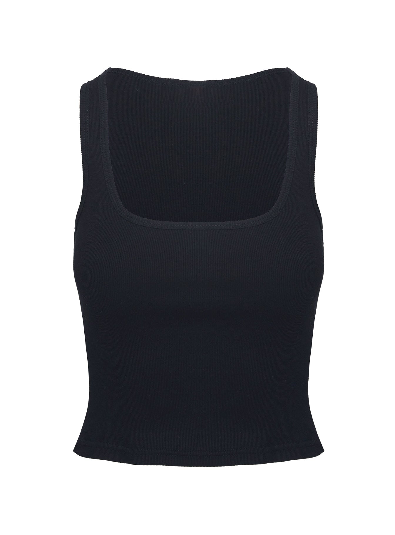 Baseline Square Neck Rib Tank Top Black - Image 9