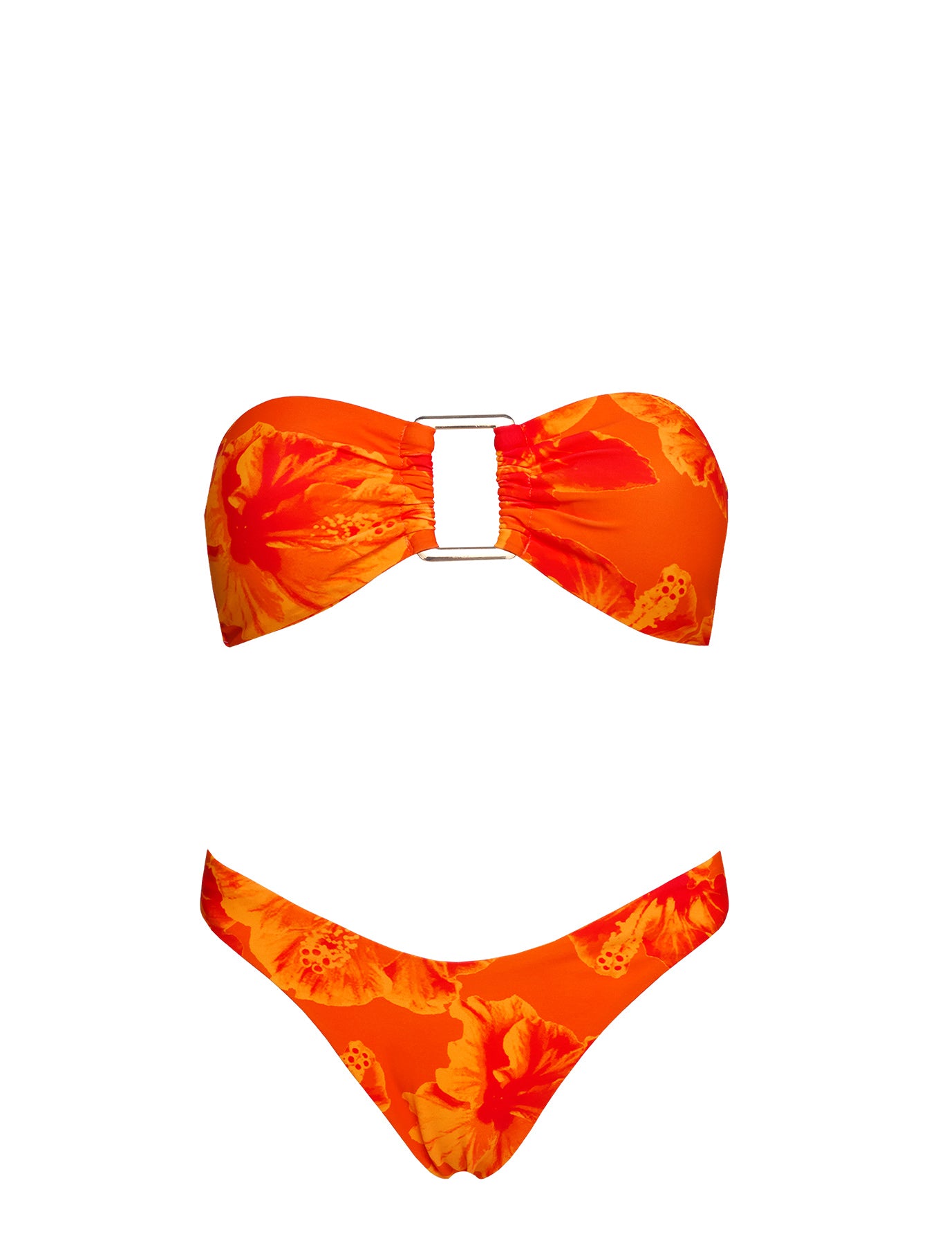 Calbira Bandeau Bikini Top Orange Hibiscus - Image 5