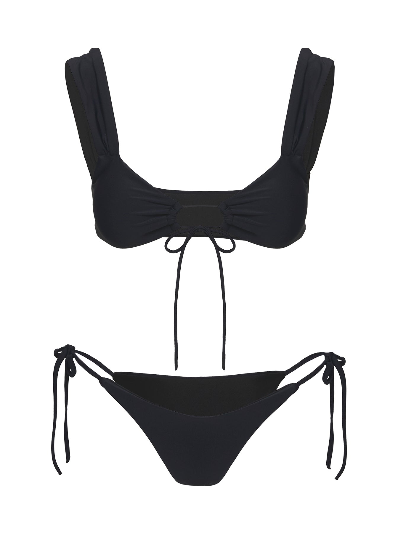 Freefall Tie Front Bikini Top Black - Image 5