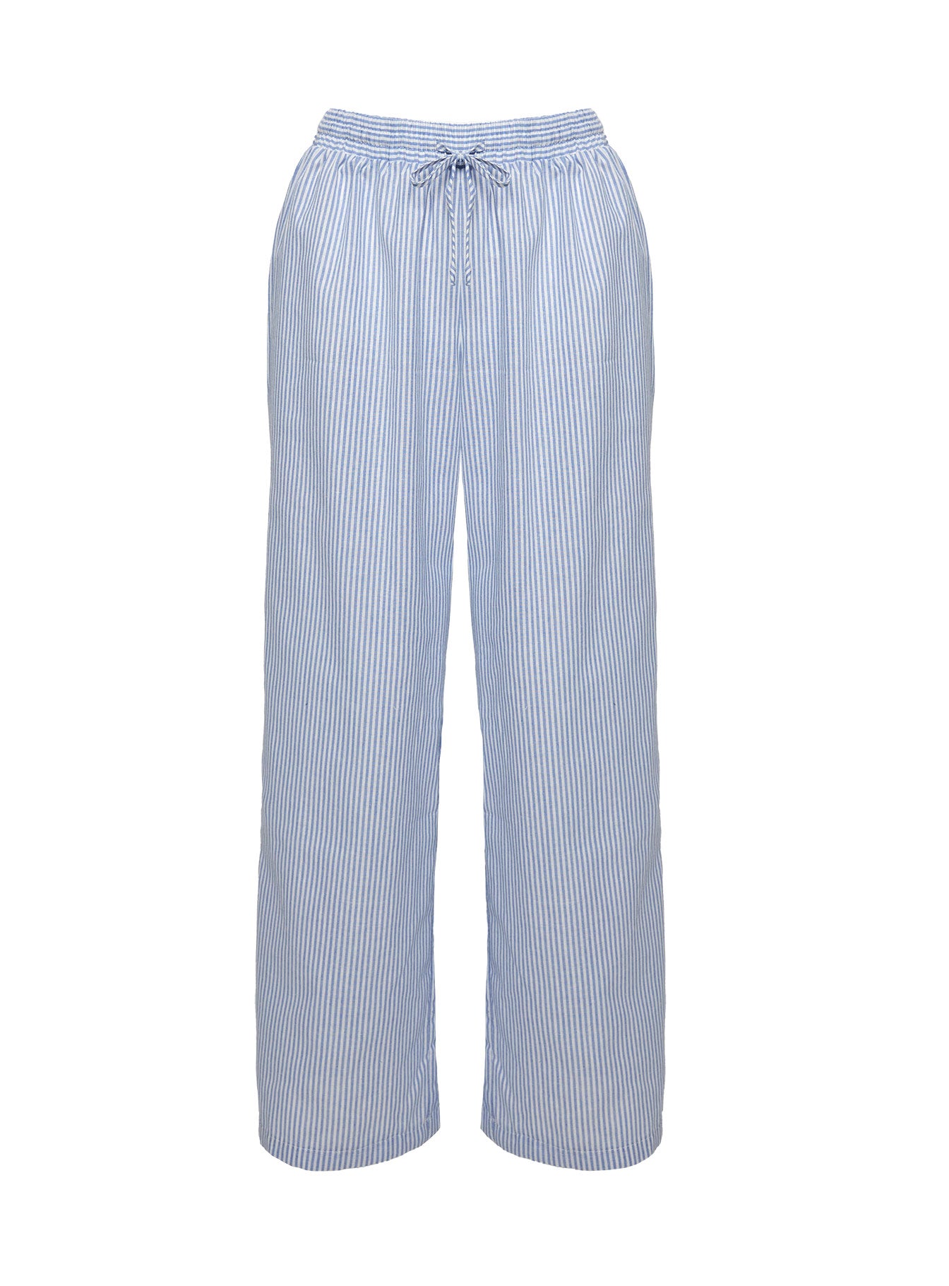 Holiday Tie Front Pant Blue White Stripe - Image 12