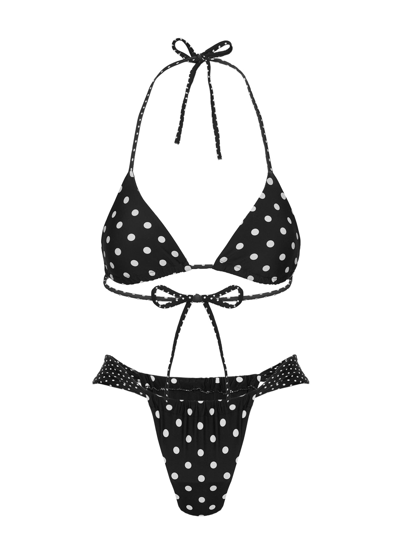 Jenner Triangle Bikini Top Black Polka Dot - Image 5