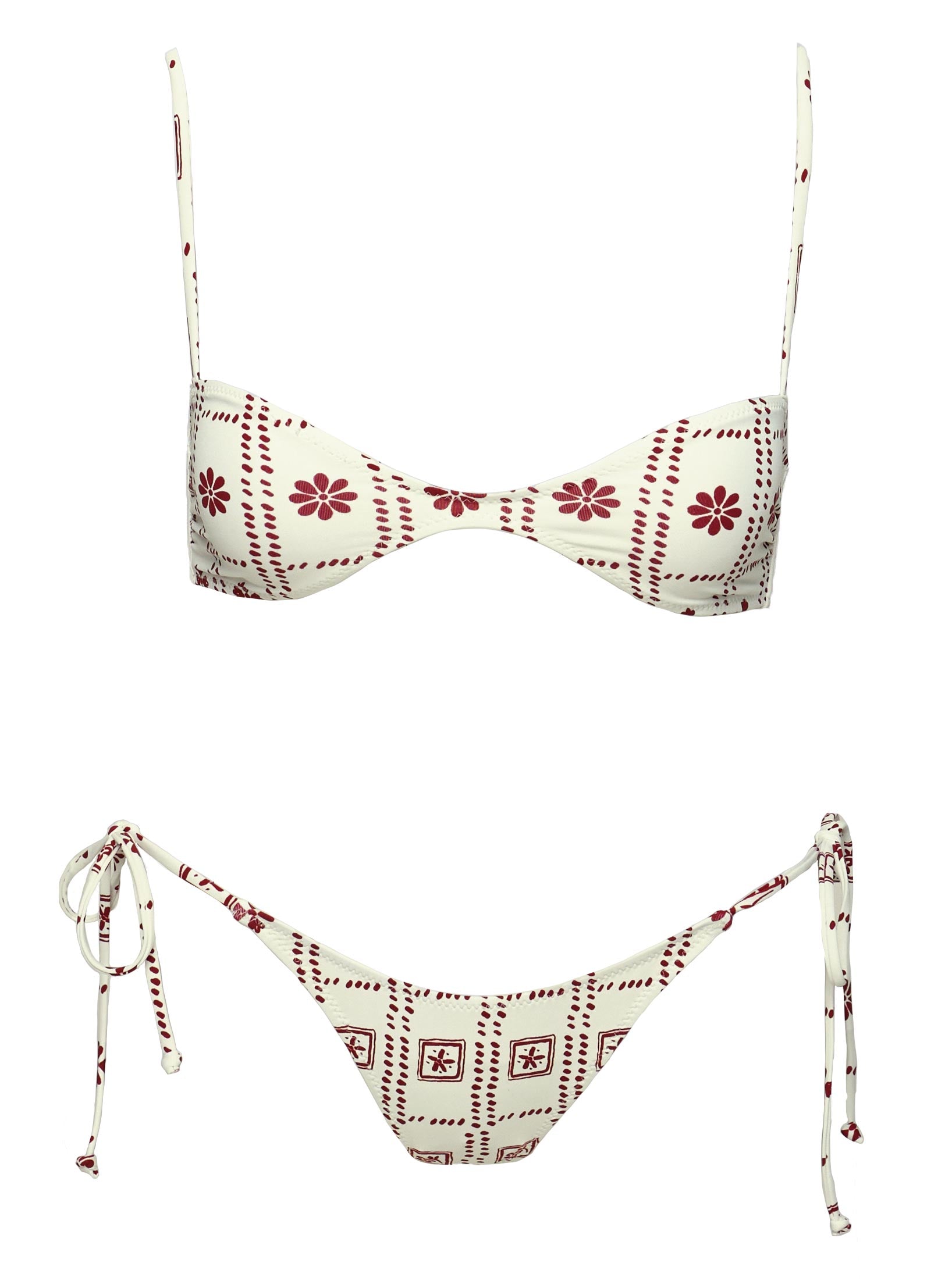 Patisserie Tie Side Bikini Bottoms White Red - Image 5