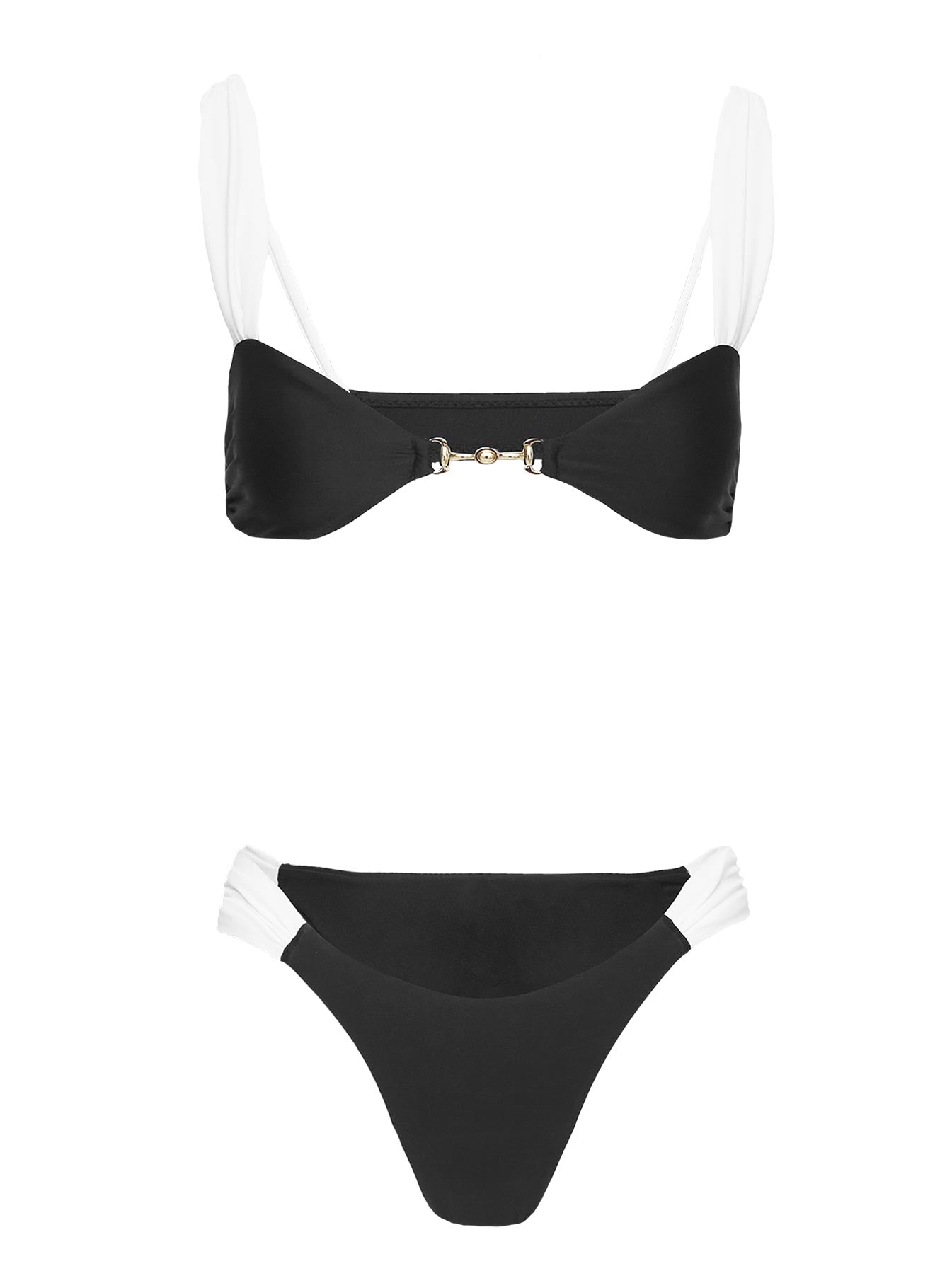 Siamese Ruched Bikini Bottom Black White - Image 5