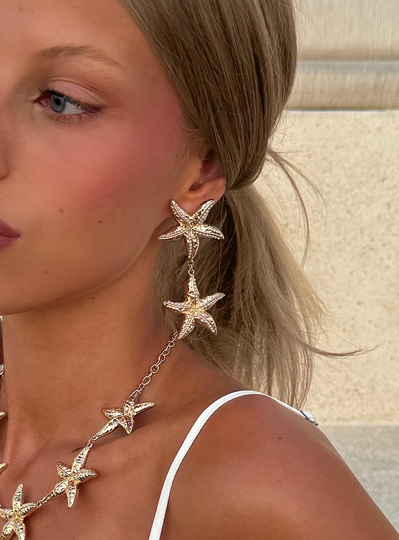Starfish Drop Earrings Gold - Image 4