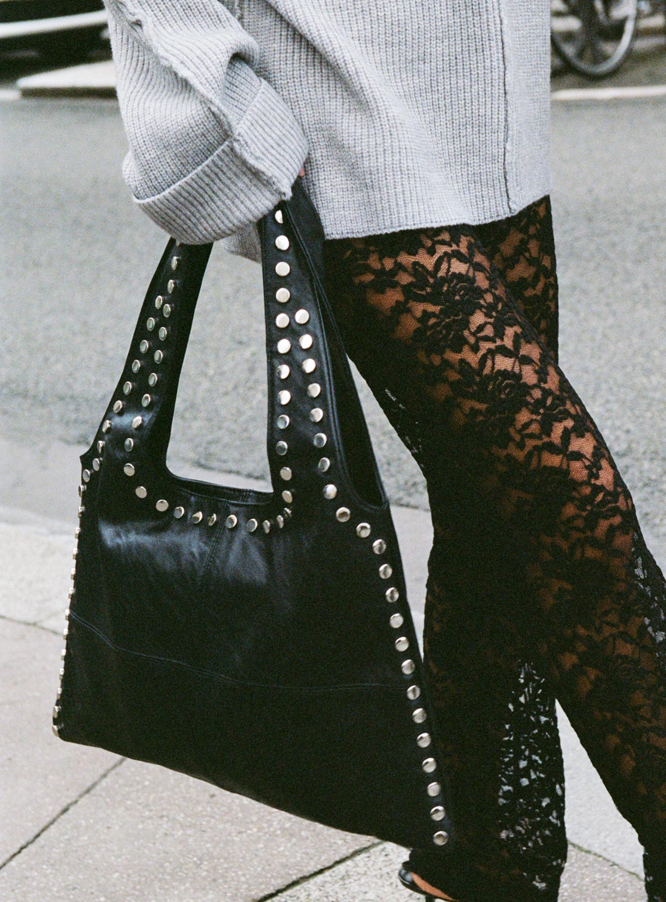Tell The Truth Studded Bag Black Silver - Image 7