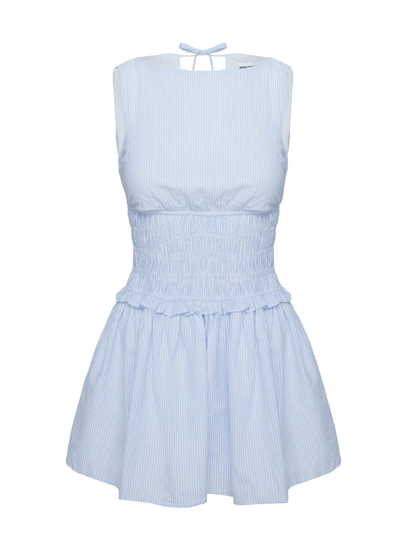 Yennifer Shirred Mini Dress Blue White - Image 5