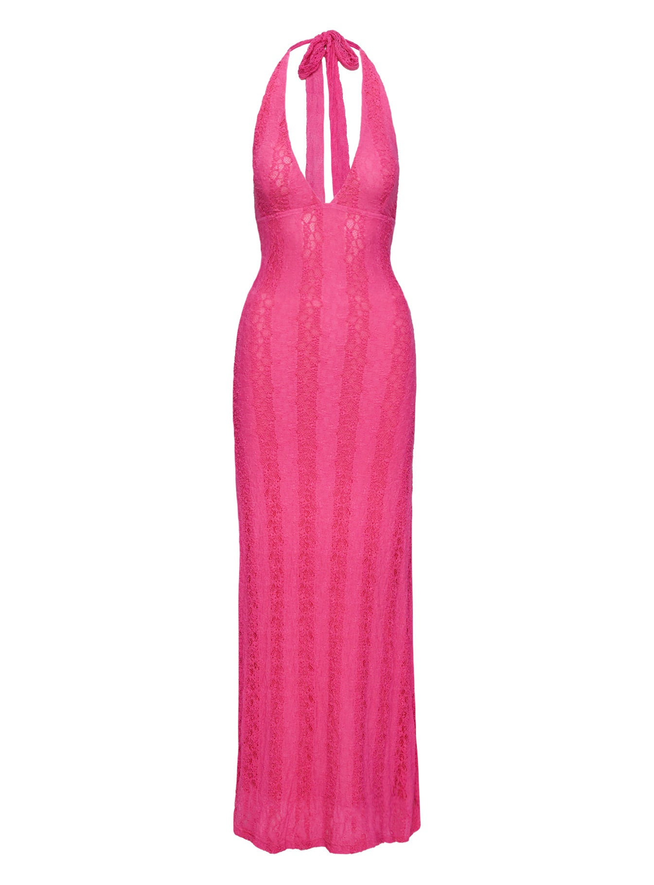 Zoi Lace Halter Maxi Dress Hot Pink - Image 8