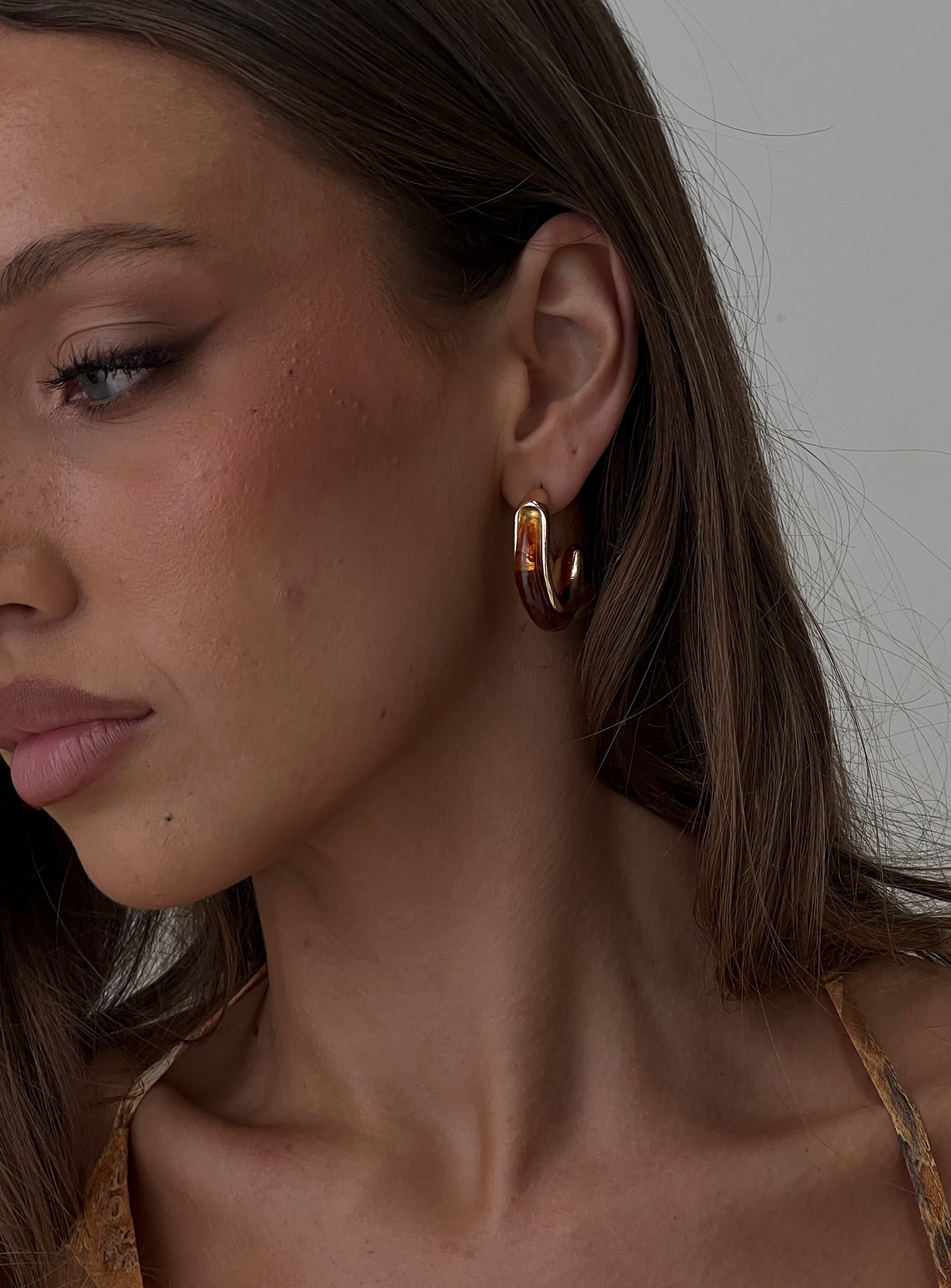 Still Love Hoop Earrings Gold  Brown
