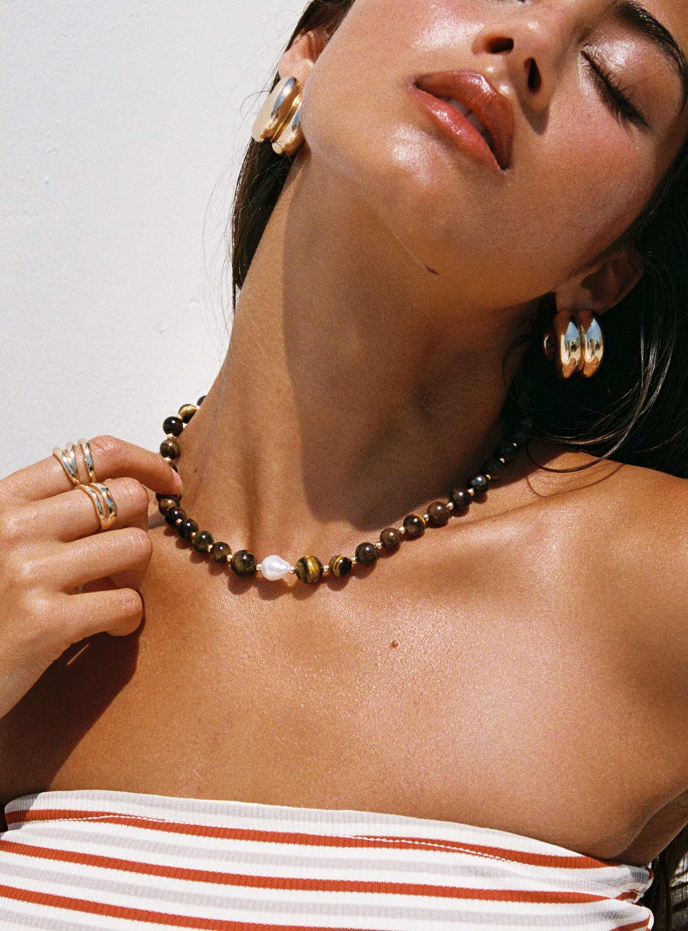 In Your Life Beaded Necklace Brown  Pearl